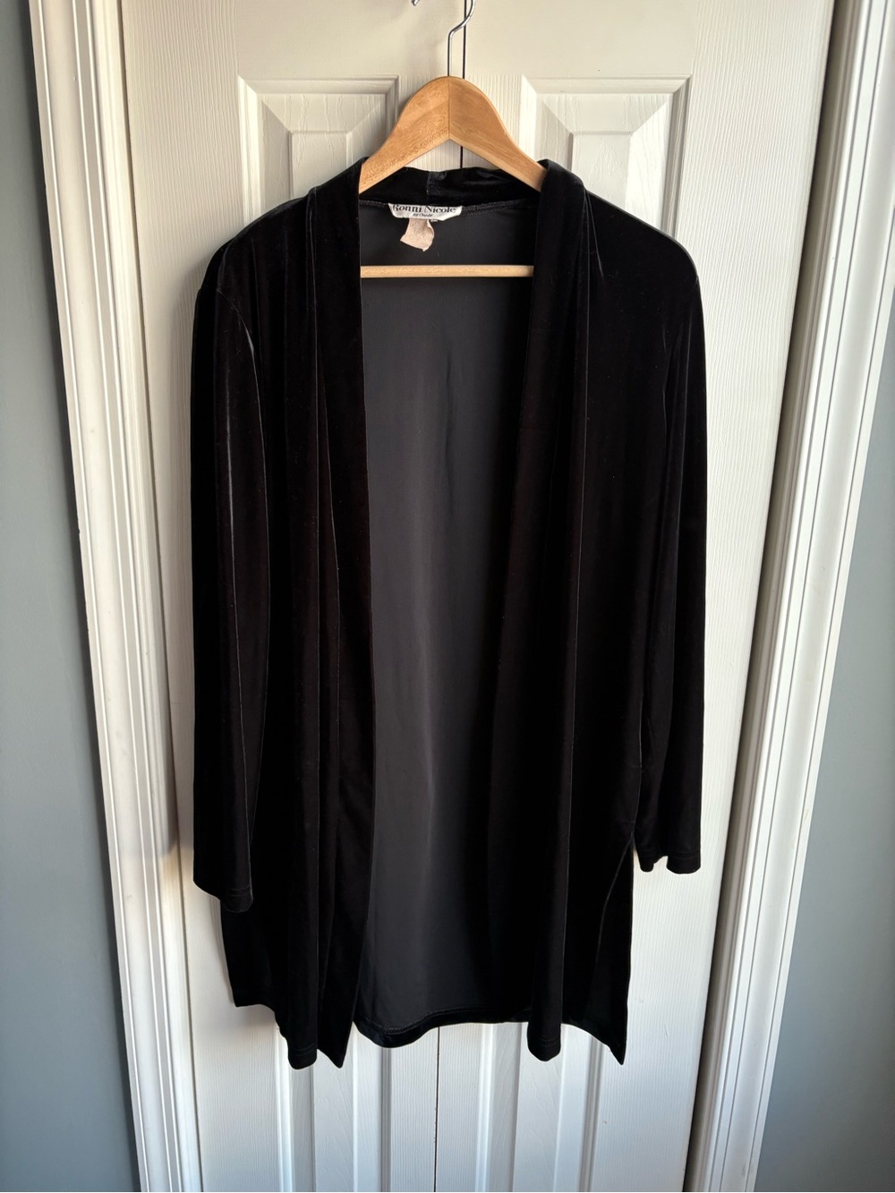 Ronni Nicole By Ouida Womens Black Velvet Open Cardigan Holiday Size Small (?)